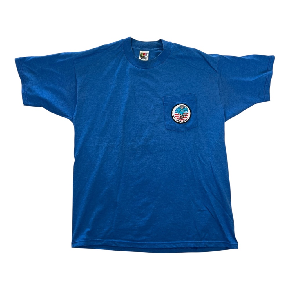 Vintage US Navy F-14 Tomcat Pocket T-Shirt Mens XL "Anytime Baby Cat" Blue 90s